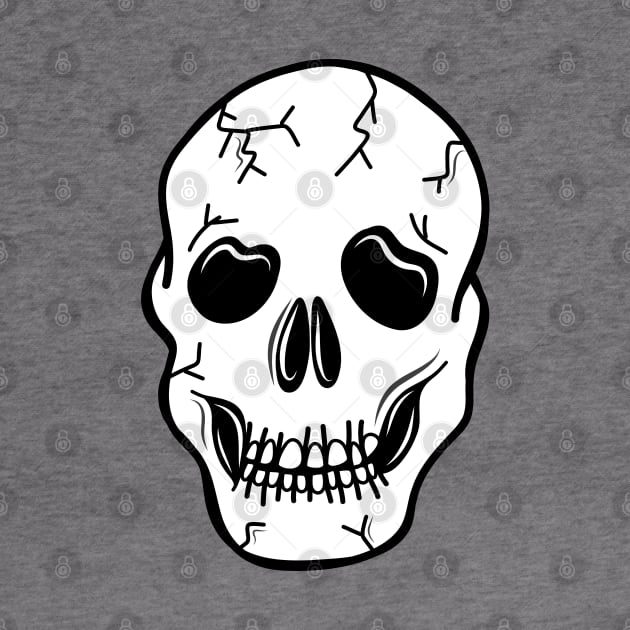 Spooky Skeleton Skull Face Cartoon on a White Backdrop, made by EndlessEmporium by EndlessEmporium